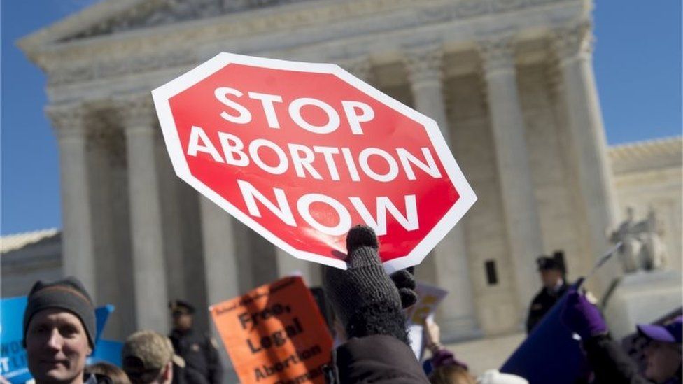 Anti-abortion activists rally outside of the Supreme Court in Washington DC, on 2 March 2016