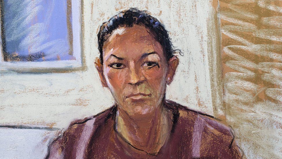 Ghislaine Maxwell in July 2020, courtroom sketch