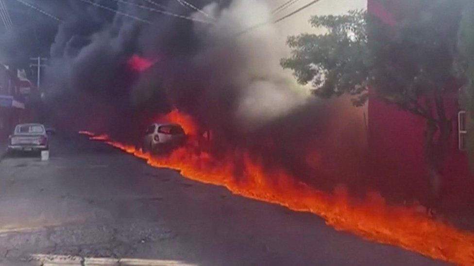 Car engulfed in flames