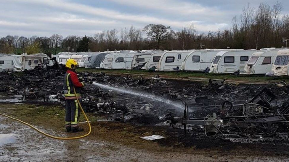Caravans destroyed by fire