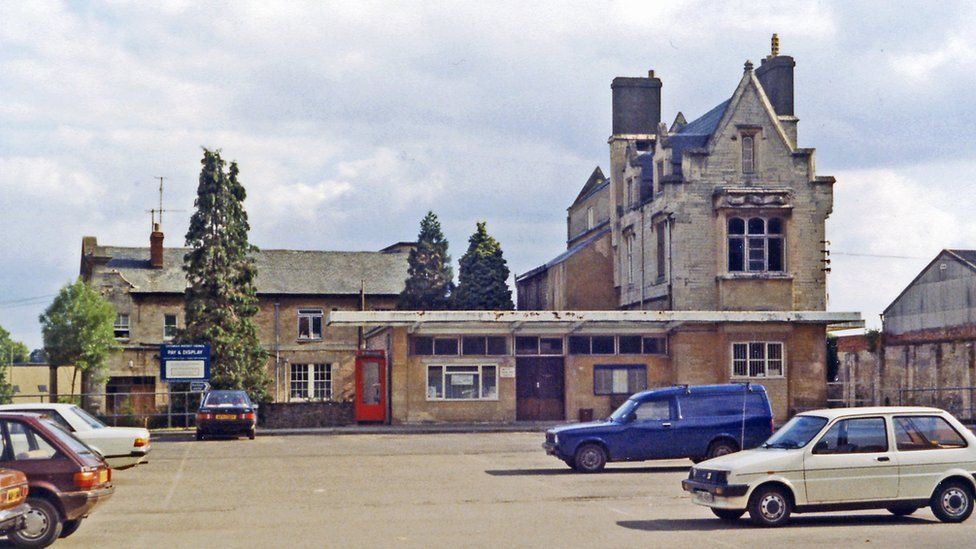 Cirencester's old railway station in the 1980s