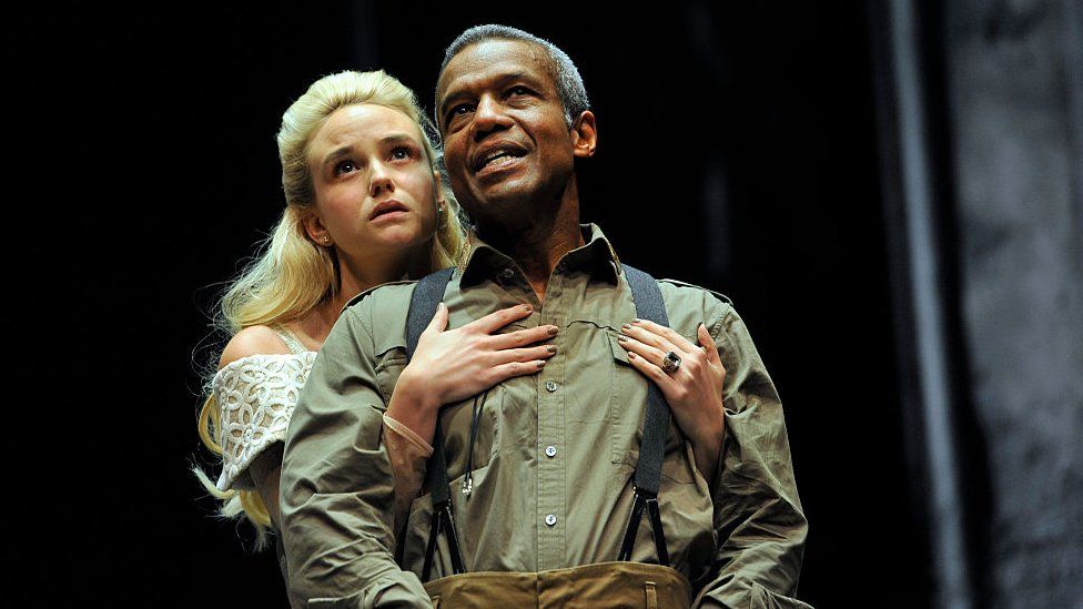 Joanna Vanderham as Desdemona and Hugh Quarshie as Othello in the Royal Shakespeare Company's production of Othello