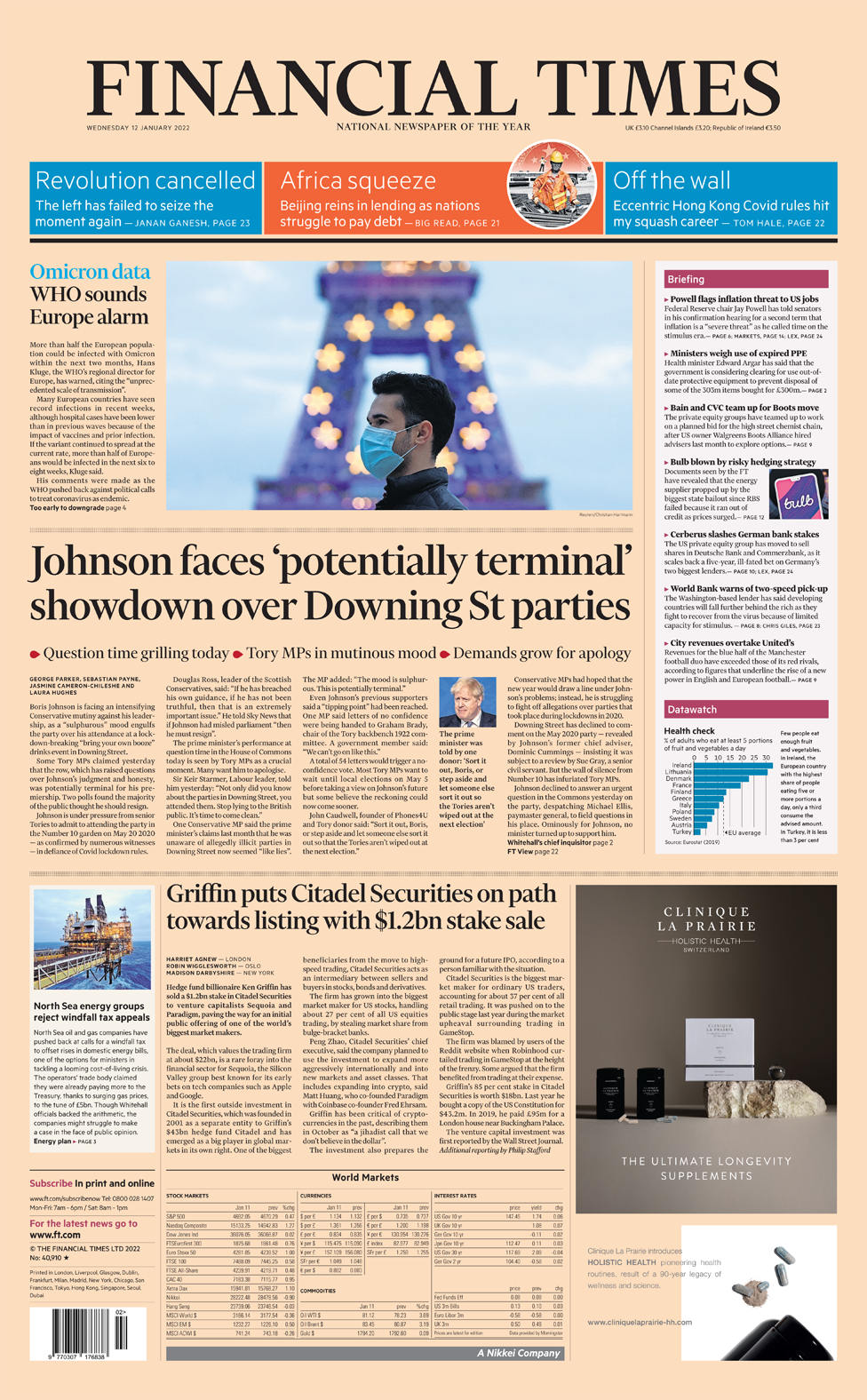 Первая полоса Financial Times