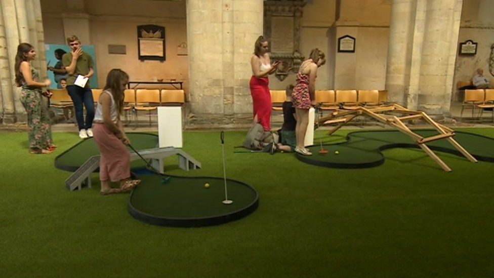 Crazy golf in Rochester Cathedral