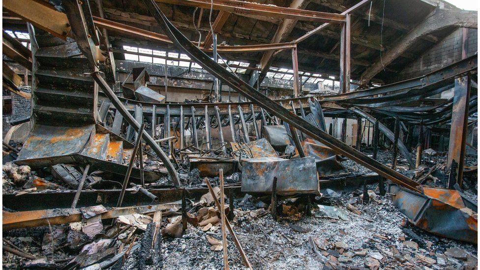 Inside the administration building after the fire