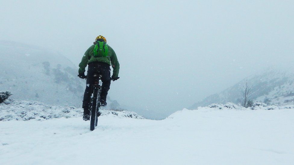 Peter Crane cycling the Ryvoan Pass in Cairngorms last weekend