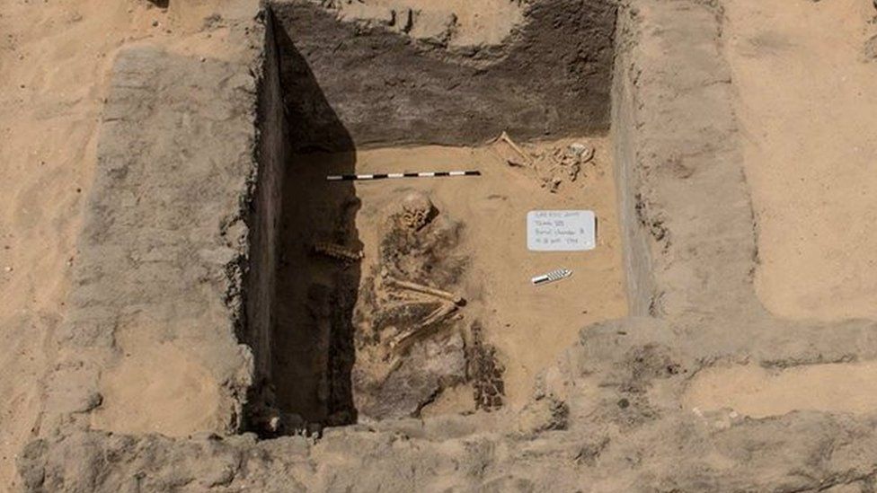 Picture shows what has been described as a grave in a city unearthed in the southern of the country that has been described as more than 5,000 years old.