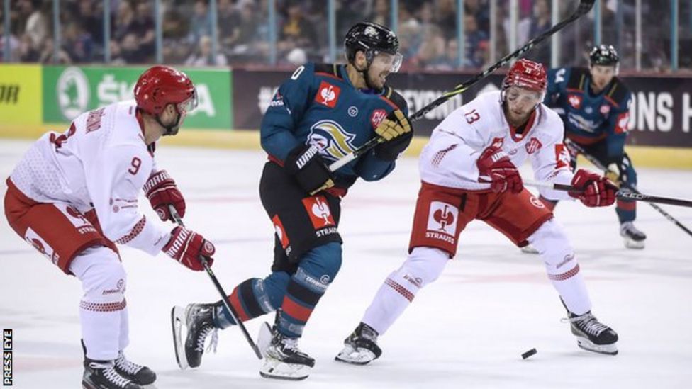 Players of HC Ocelari Trinec celebrate a goal during the ice hockey Champions League, Group L