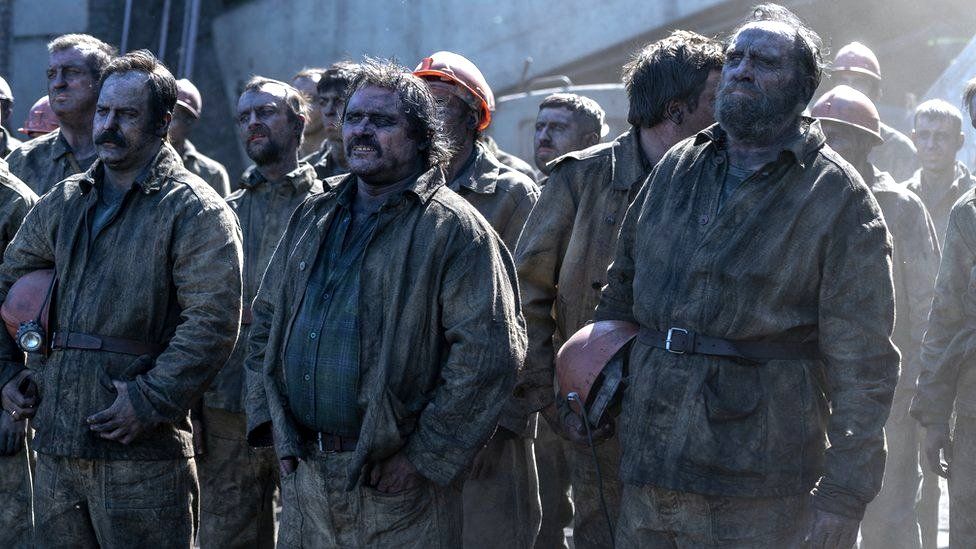 Miners are portrayed in the mini-series as "tough guys". There were about 400 of them digging the tunnel under the damaged reactor, over 200 of them were from Donbas region in the east of Ukraine.