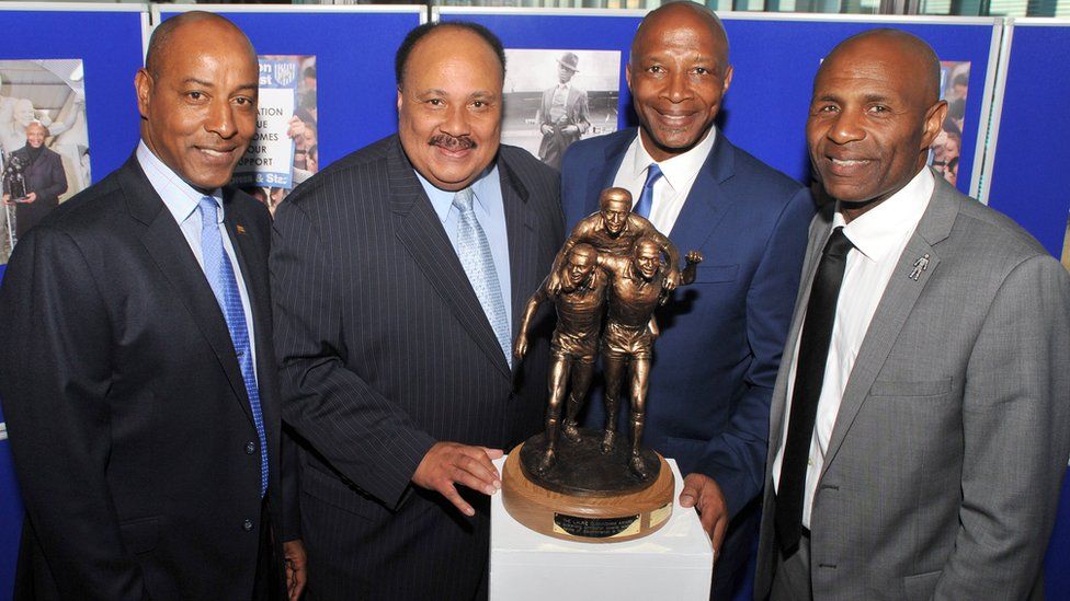 Brendon Batson, Martin Luther King III, Cyrille Regis and Luther Blissett [left to right]