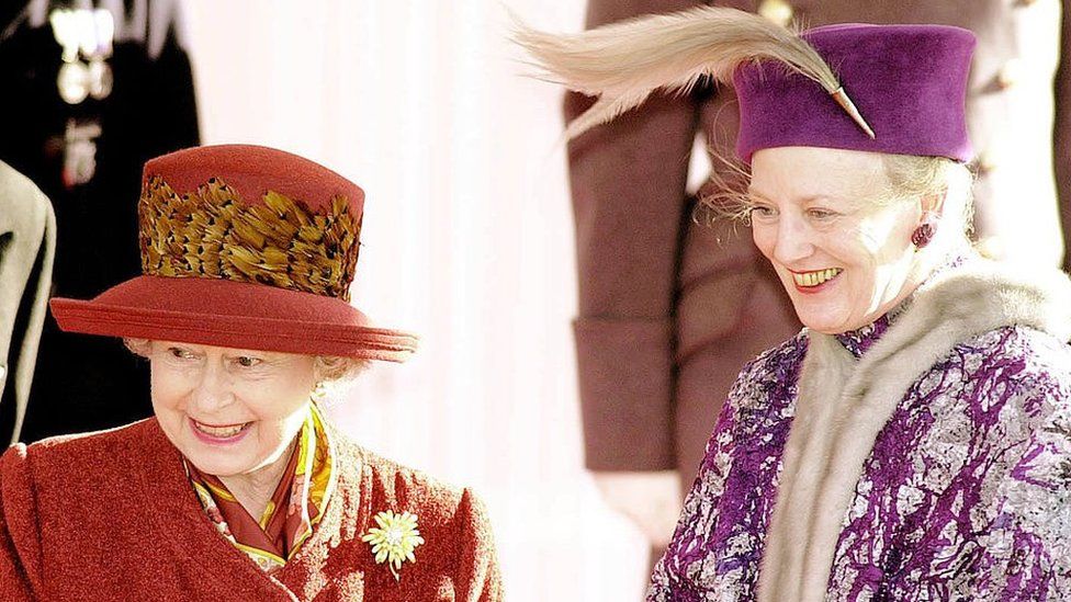 Queen Margrethe with Queen Elizabeth II at Windsor Castle