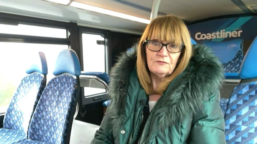 Cathy Morgan on a Coastliner bus