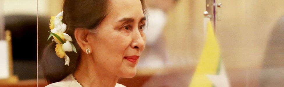 Aung San Suu Kyi attends a meeting on September 1, 2020