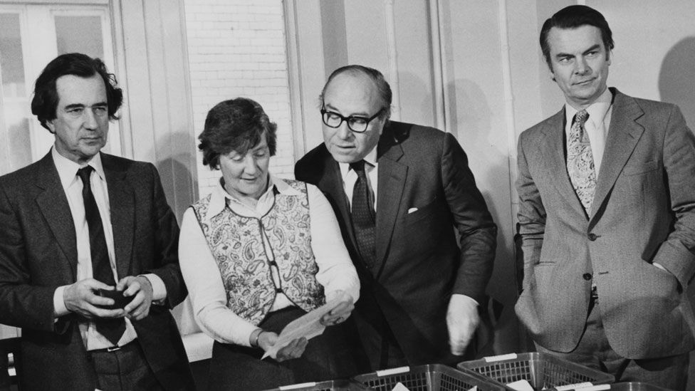 Bill Rodgers, Shirley Williams, Roy Jenkins and David Owen in 1981