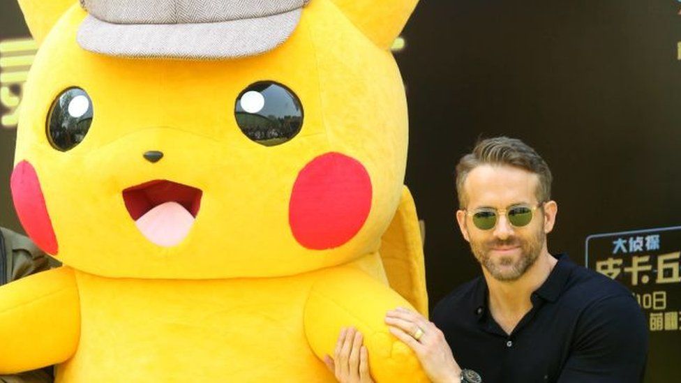 Ryan Reynolds, pictured with Detective Pikachu in China in 2019