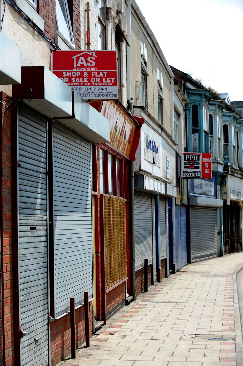 Business premises lie empty in Freeman street in Grimsby, it used to be the town's main shopping area