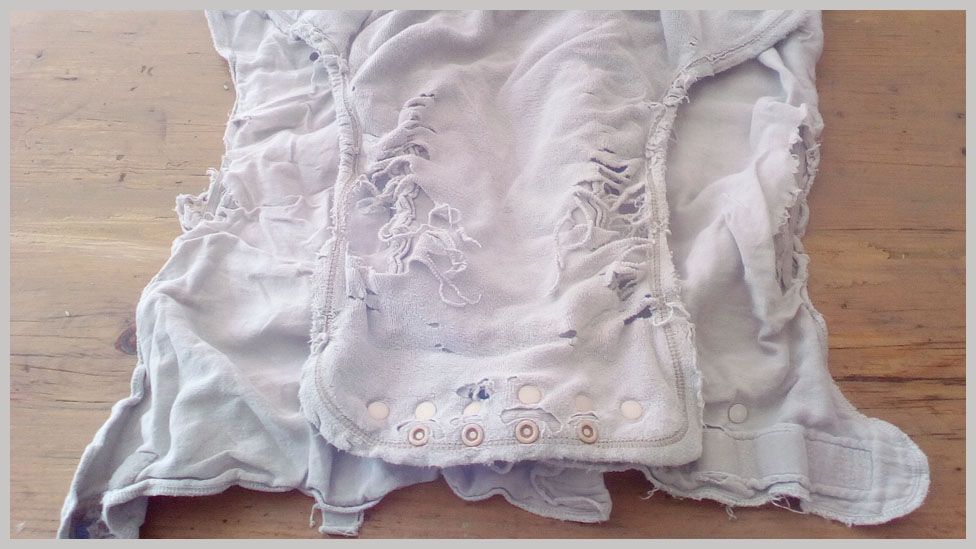 A nappy used by Katie Holden's nine children