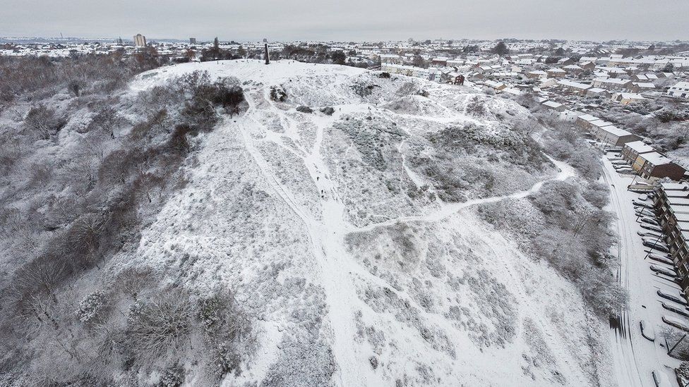 Troopers Hill in Bristol, where snow fell overnight