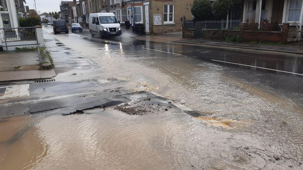 Parts of Whitstable flooded after water mains burst BBC News