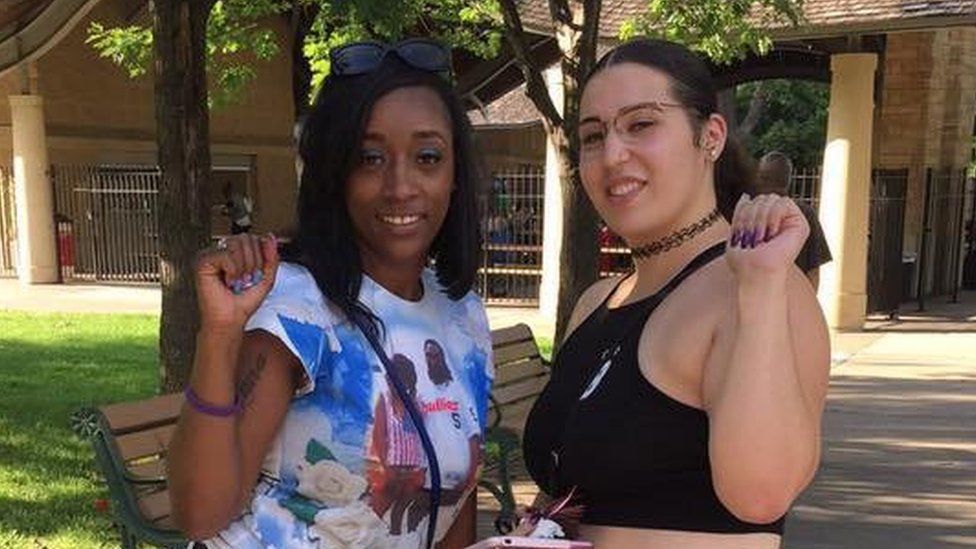 Diamond Reynolds and a friend observe the anniversary of Castile's death