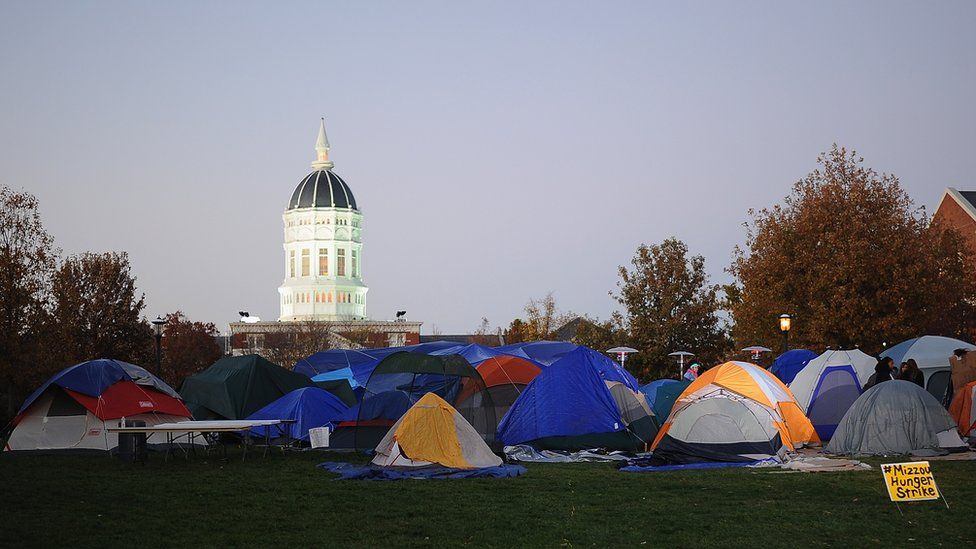 Protesters have set up a tent city on campus