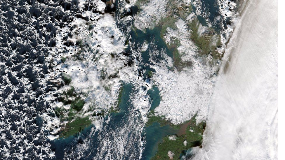A satellite weather image of the UK
