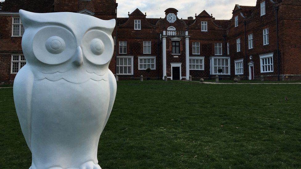 One of the unpainted owls at Ipswich's Christchurch Park