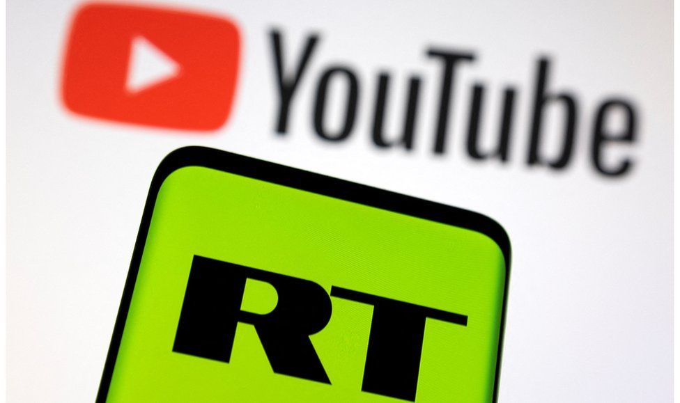 The YouTube and RT logos