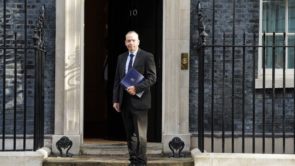 Northern Ireland Secretary Chris Heaton-Harris arriving in Downing Street, London, for the first Cabinet meeting