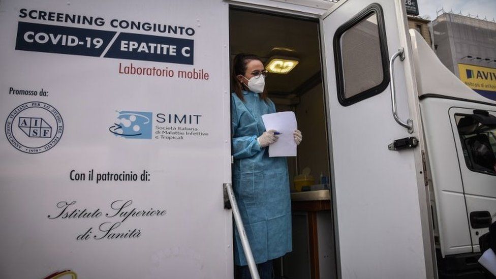 A mobile testing site in Italy