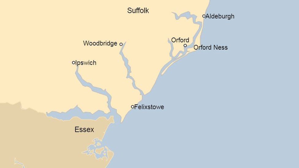 Map showing Orford Ness