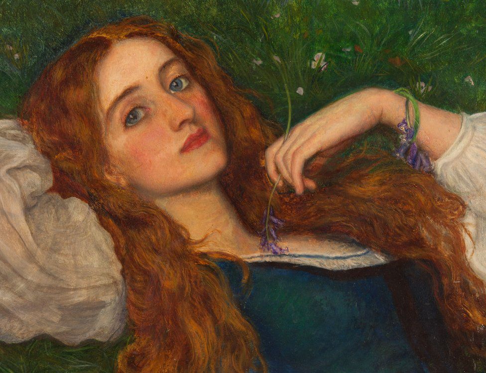 In the Grass, about 1864-5, Arthur Hughes (detail)