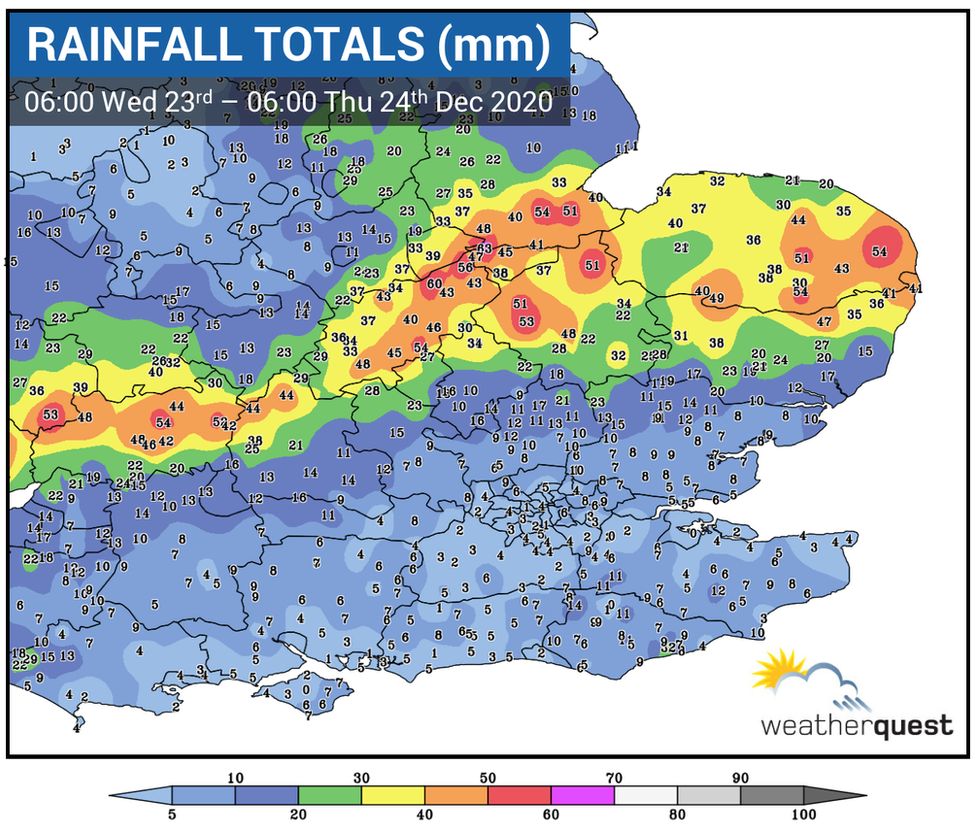 Rain totals map
