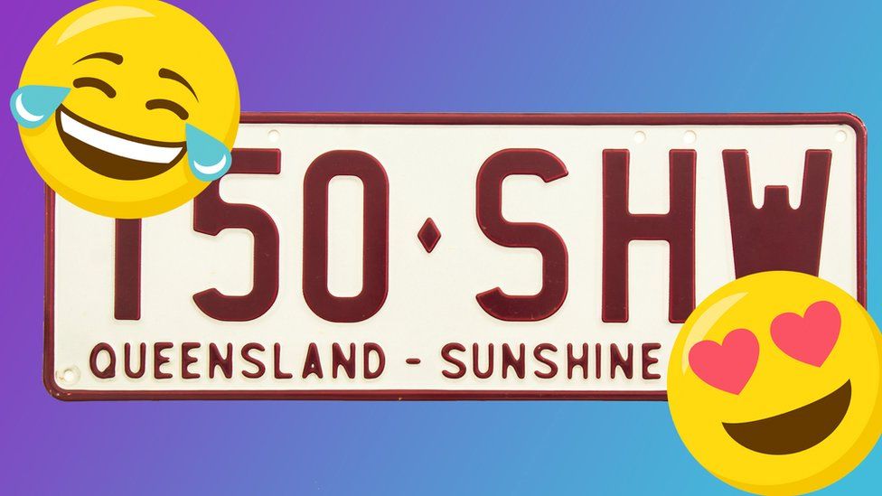 Queensland number plate with emojis