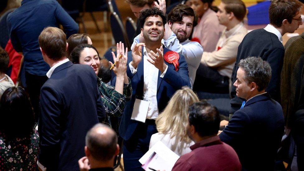 Labour campaigners celebrate in Westminster