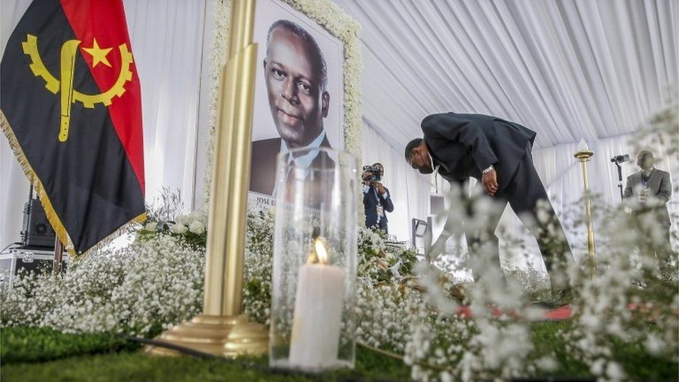 People pay respect to late former president dos Santos, in Luanda, Angola, 11 July 2022