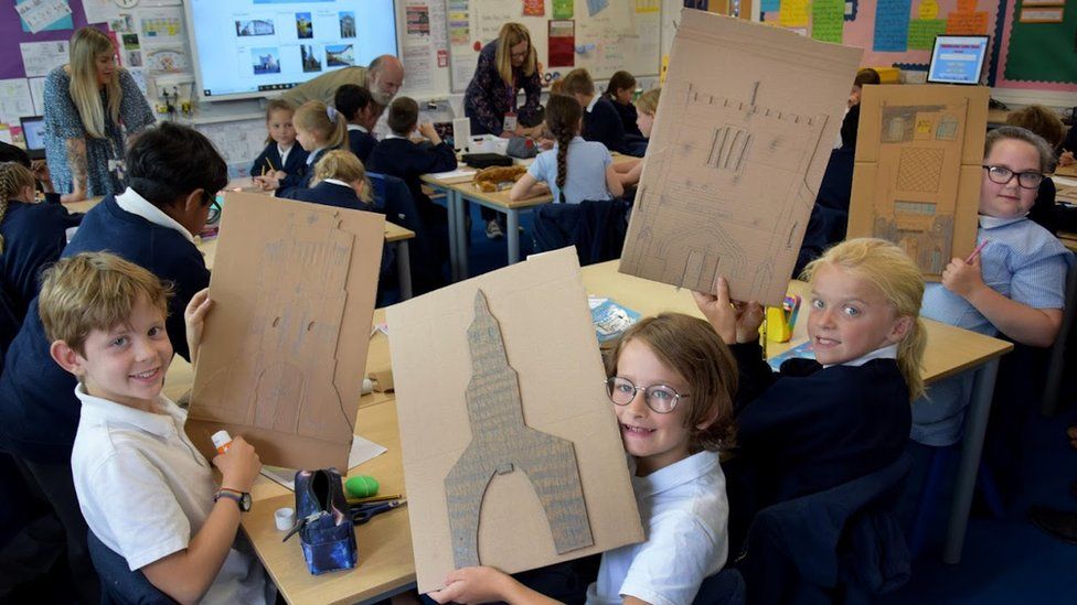 Children from St Martha’s Catholic Primary School in King’s Lynn learned about the town’s history through a fun activity to recreate some of its buildings using recycled materials