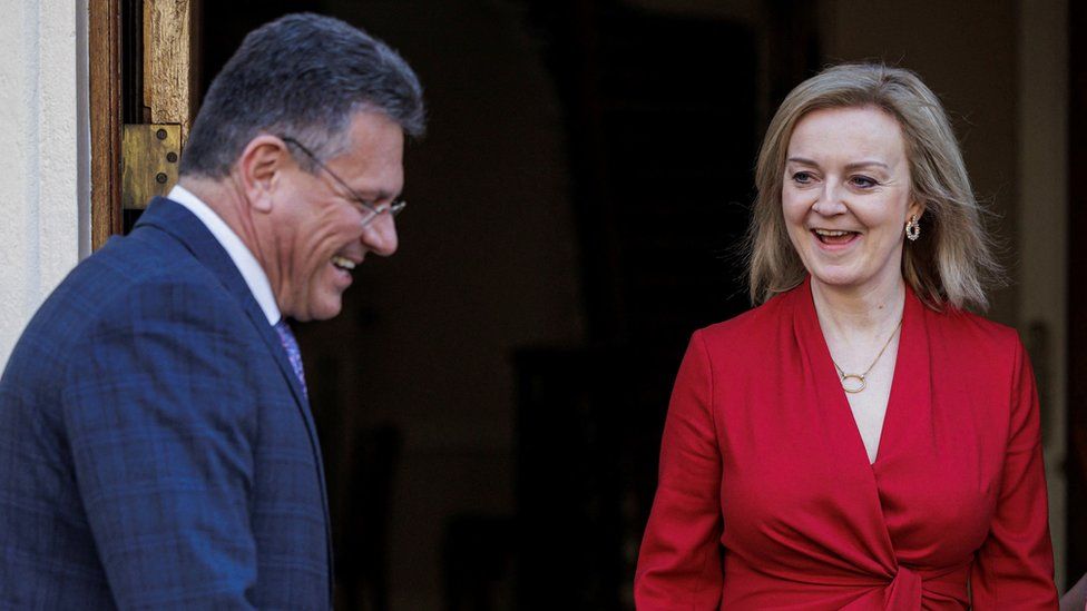 Foreign Secretary Liz Truss and European Commission Vice-President Maroš Šefčovič