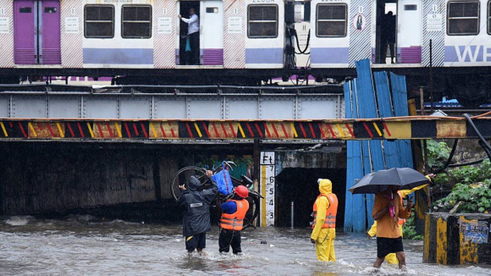 Andheri Subway closed due to waterlogging after the heavy rainfall at Andheri on July 5, 2022 in Mumbai, India.