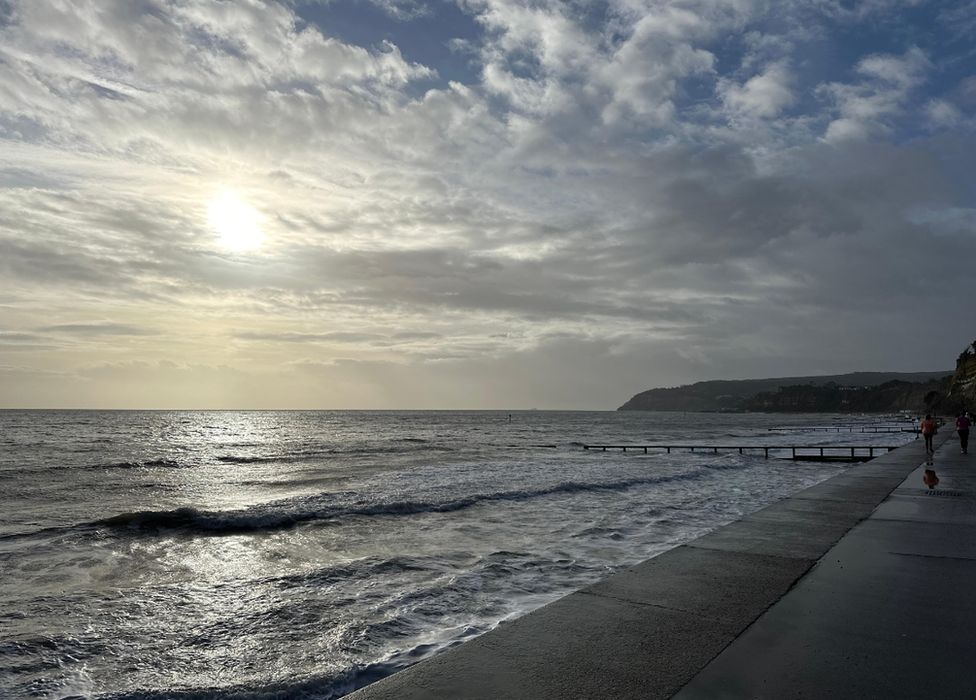 The shimmering sea in the morning at Sandown snapped by Weather Watcher Debbie