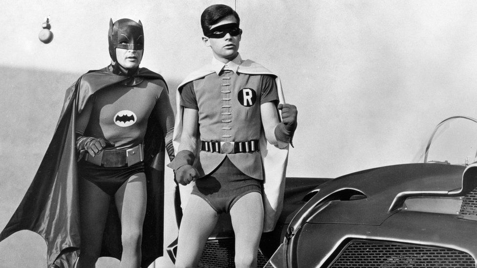 Adam West with Burt Ward as Robin