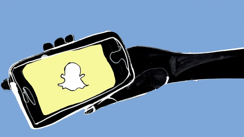 Illustration of mobile phone with Snapchat logo