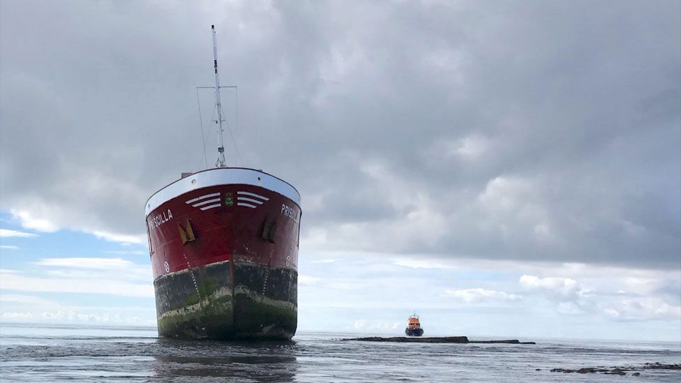 Aground cargo ship Priscilla