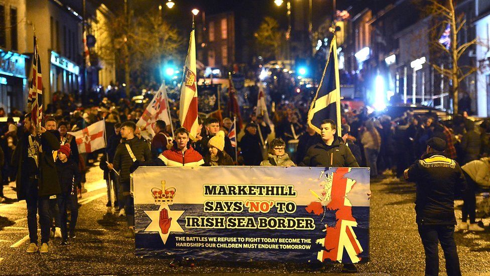 Anti protocol rally in Markethill