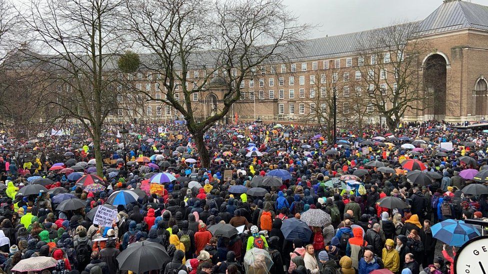 The crowds on College Green in Bristol to hear Greta Thunberg speak