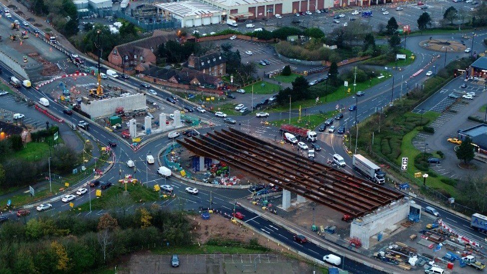 Giant steel beams on the A46