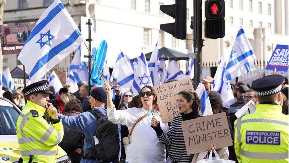 Anti-Netanyahu protest in Whitehall (24/03/23)