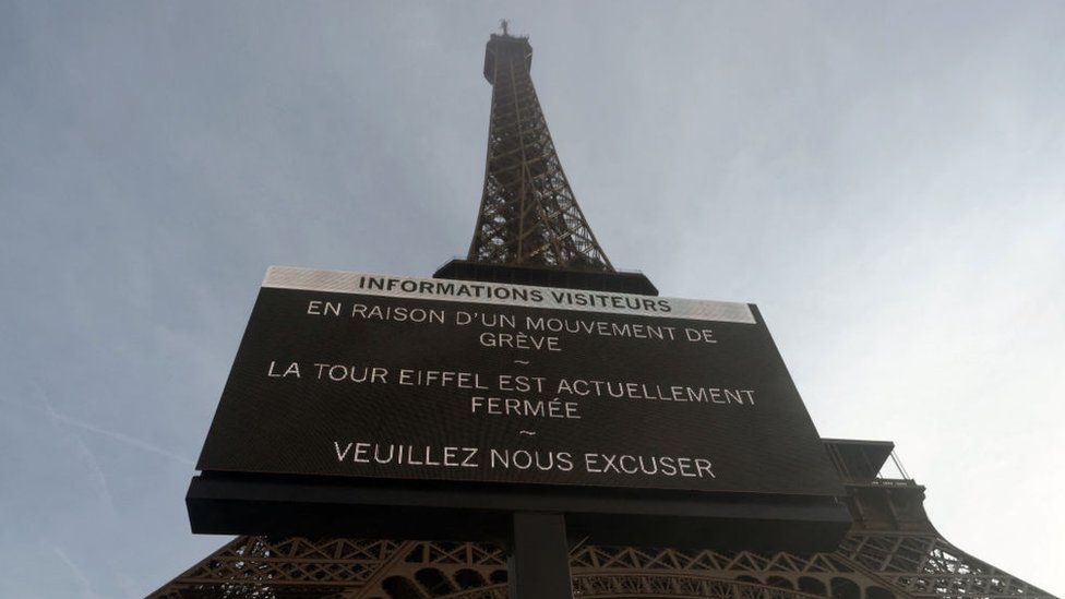 France Eiffel Tower staff strike on centenary of creator's death BBC