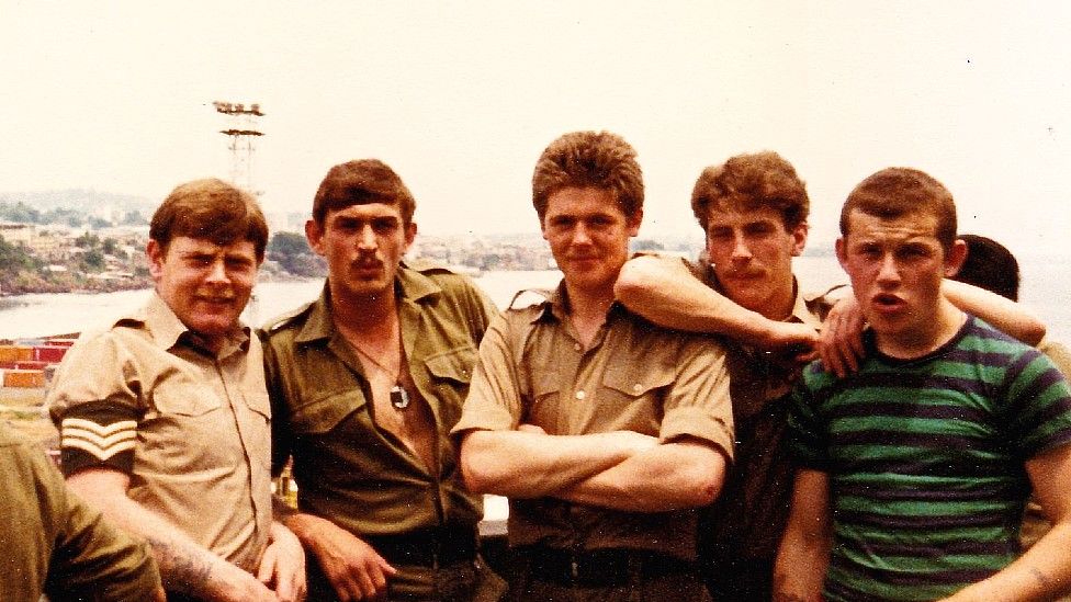Will and comrades docked in Sierra Leone on the QE2