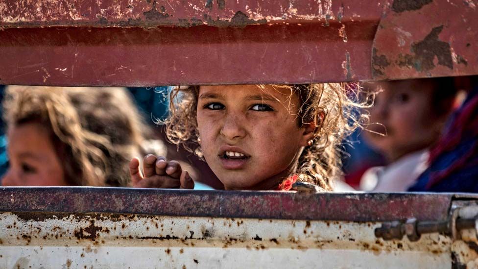 Child refugees from offensive arrive in Syria's north-western Hassakeh province - 10 October